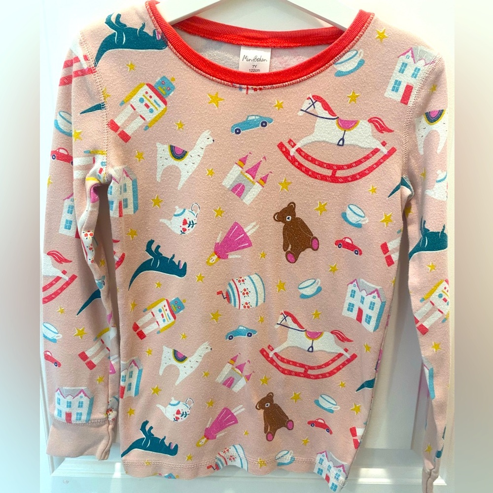 Mini Boden Pink Long Sleeve with Playful Print